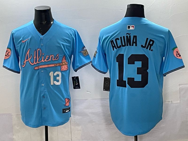 Men Atlanta Braves Nike #13 Acuna jr Light blue 5th generation Joint Name 2025 MLB Jersey 05->atlanta braves->MLB Jersey